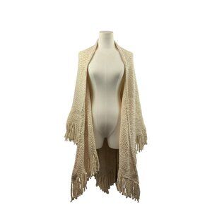 ULLA JOHNSON Cream Knitted Shawl With Tassels